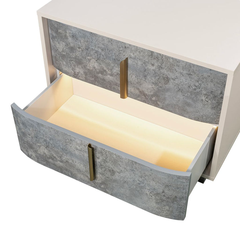 Michael Amini Pavira 2-Drawer Nightstand - Stone