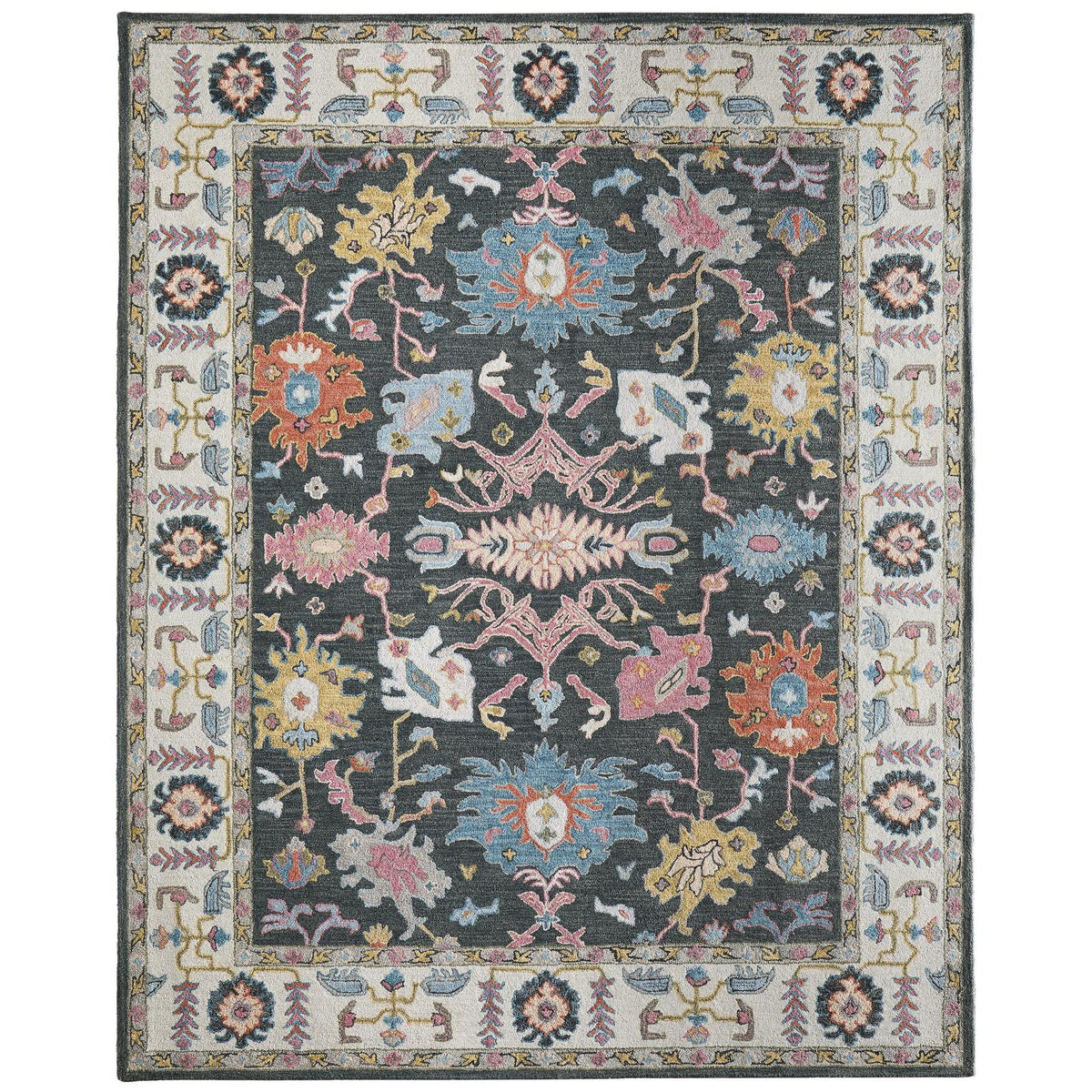Feizy Springfield 8A47F Traditional Floral & Botanical Rug in Gray/Ivory/Blue