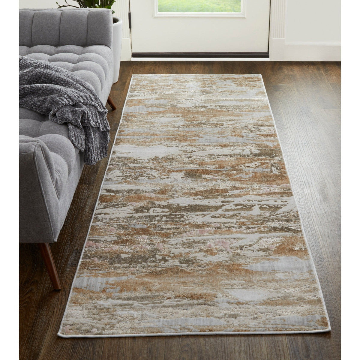 Feizy Laina 39G5F Transitional Abstract in Tan/Ivory