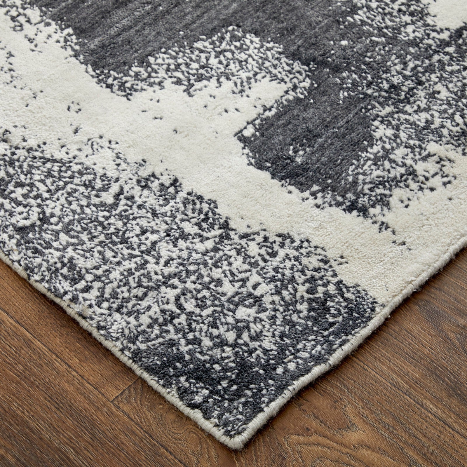 Feizy Coda 8930F Modern Abstract Rug in Black/White