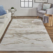 Feizy Aura 3727F Modern Abstract Rug in Ivory/Tan/Gray