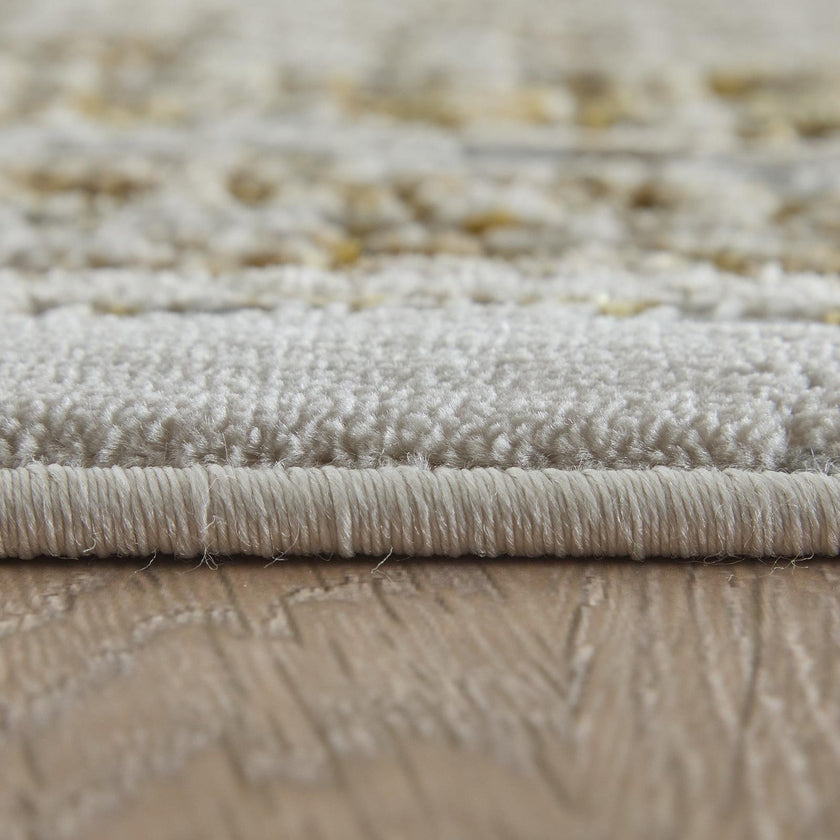 Feizy Aura 3735F Modern Abstract Rug in Gold/Gray/Ivory