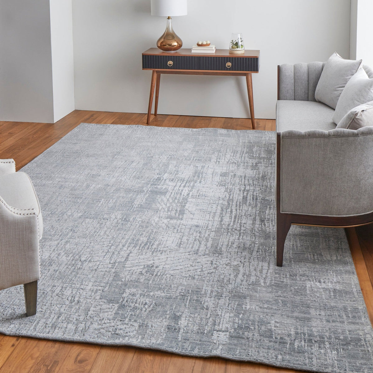 Feizy Eastfield 69A8F Modern Abstract in Blue/Silver