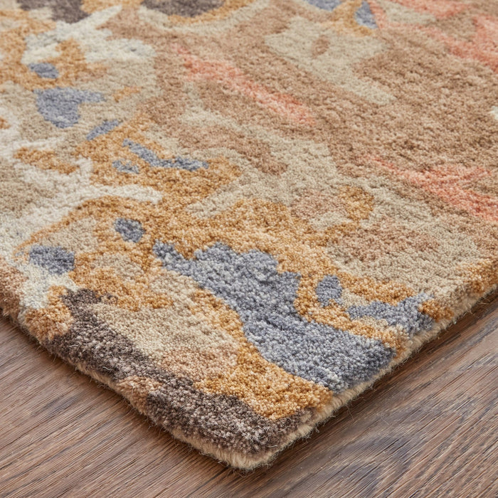 Feizy Everley 8644F Modern Abstract in Tan/Blue