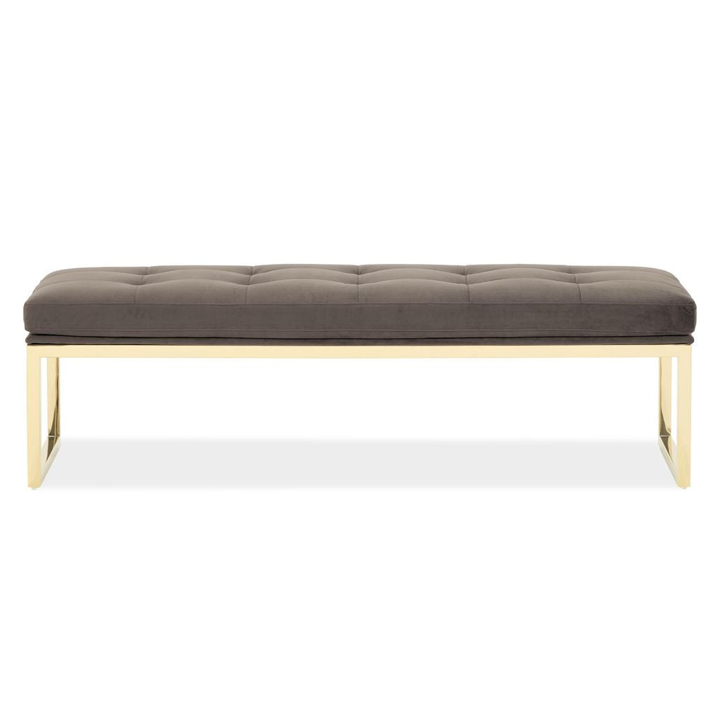 Michael Amini Dahlia Velvet Accent Bench - Chocolate/Gold