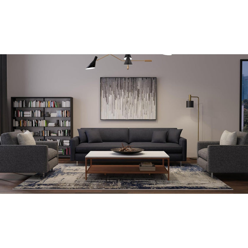 Feizy Mandana 39LZF Modern Abstract Rug in Ivory/Blue