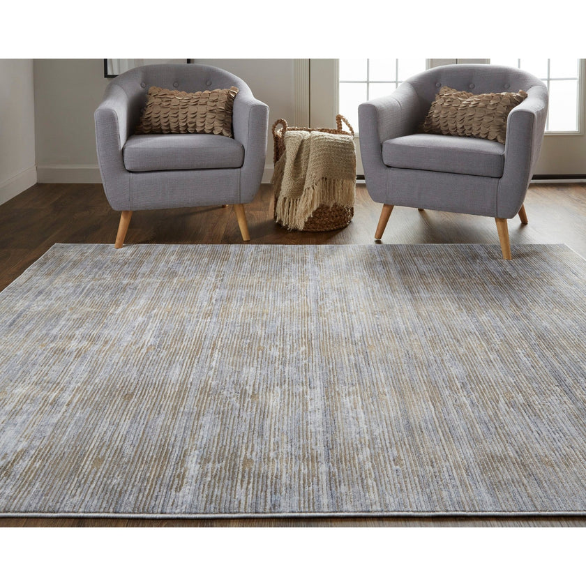 Feizy Laina 39GAF Transitional Distressed in Taupe/Silver/Tan
