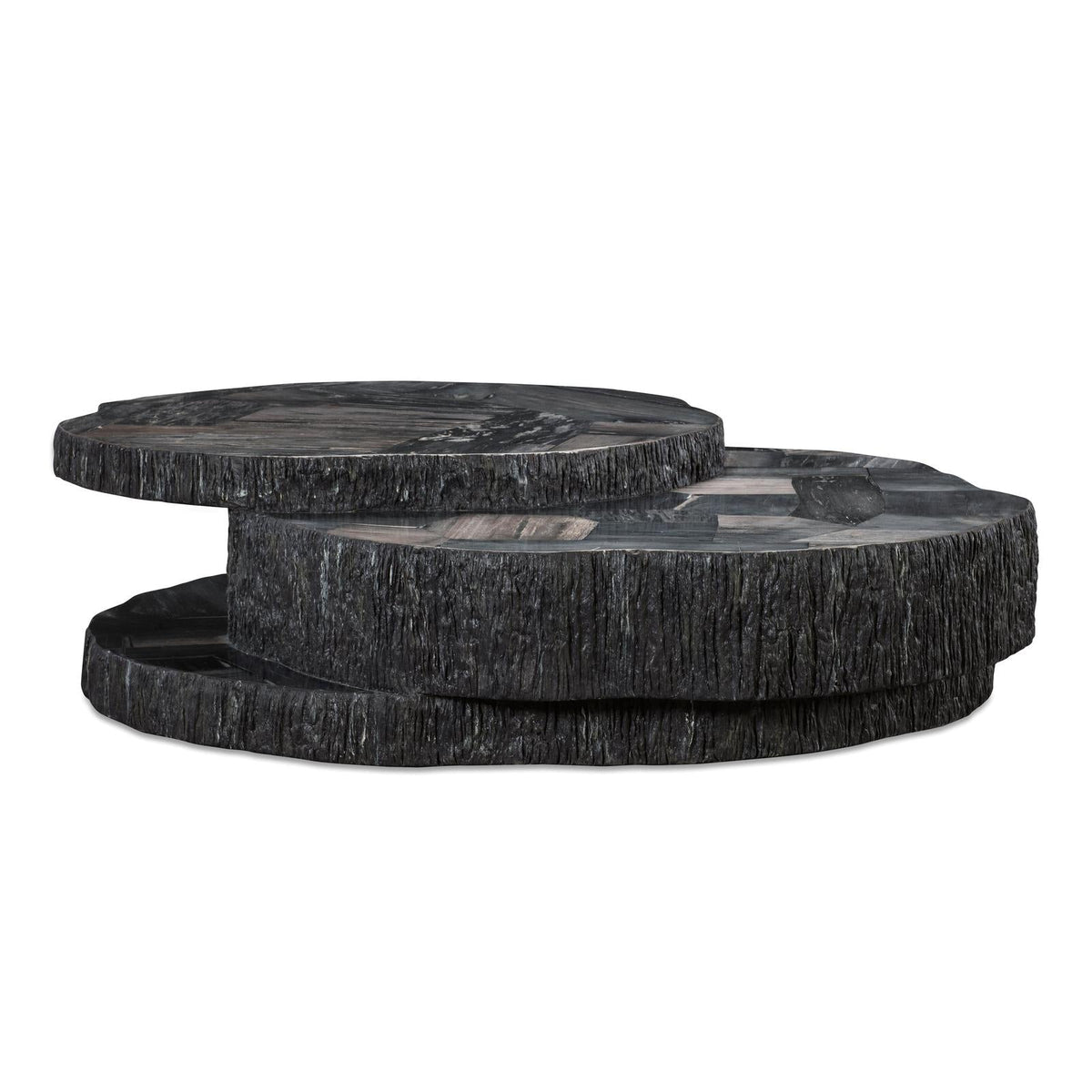 Century Furniture Grand Tour Furniture Petrified Wood Stacked Cocktail Table