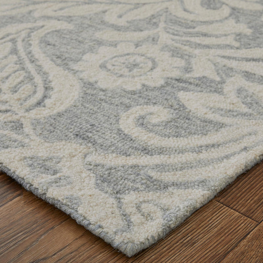 Feizy Belfort 8776F Transitional Medallion Rug in Blue/Ivory