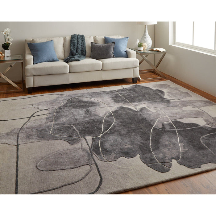 Feizy Anya 8885F Transitional Abstract Rug in Ivory/Gray/Taupe