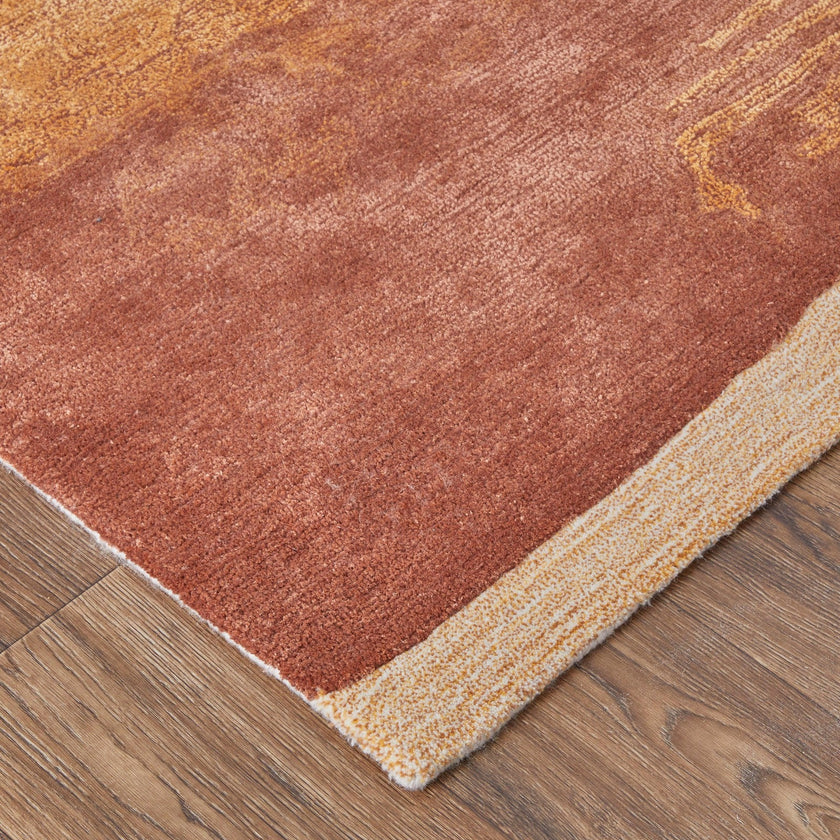Feizy Anya 8921F Transitional Abstract Rug in Red/Orange/Ivory
