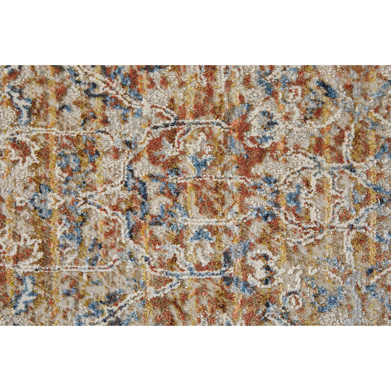 Feizy Kaia 39HVF Transitional Medallion in Tan/Ivory/Orange