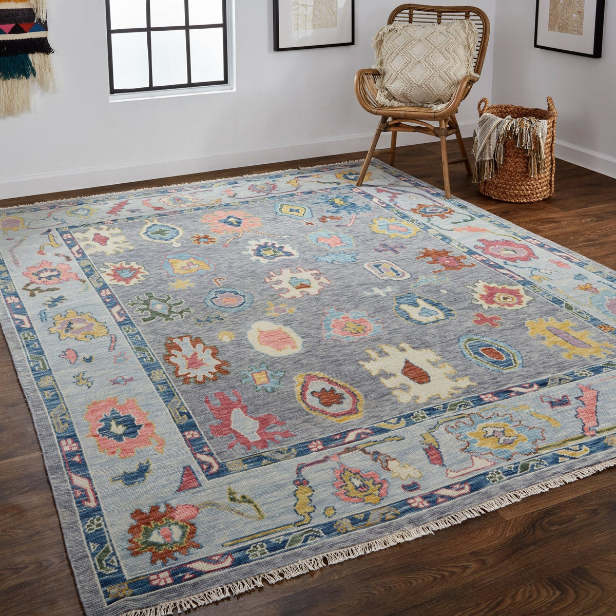 Feizy Karina 6792F Traditional Persian in Blue/Gray/Red