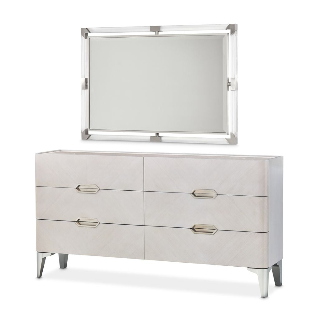 Michael Amini Penthouse Dresser with Mirror Set - Ash Gray