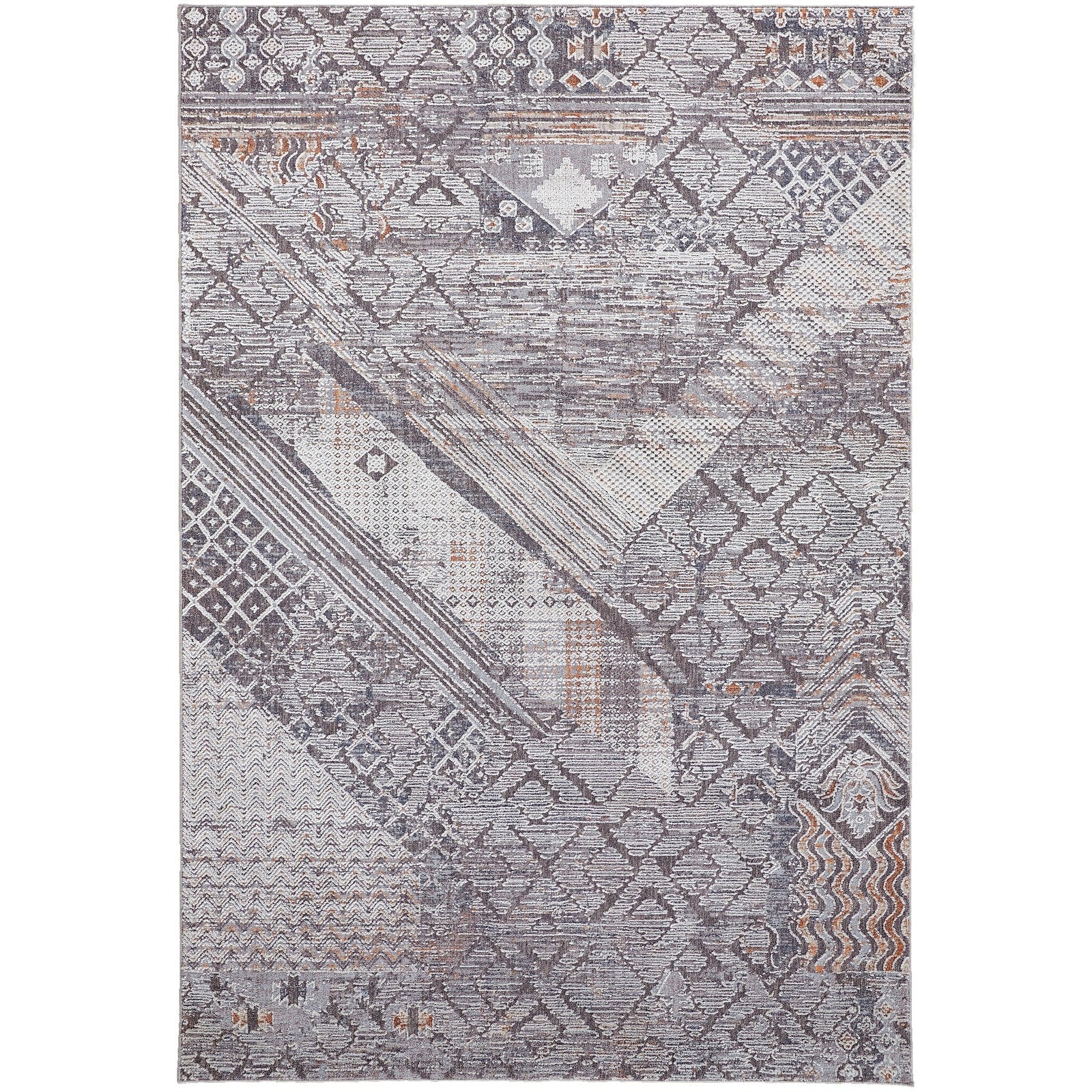 Feizy Francisco 39GGF Transitional Abstract in Ivory/Gray