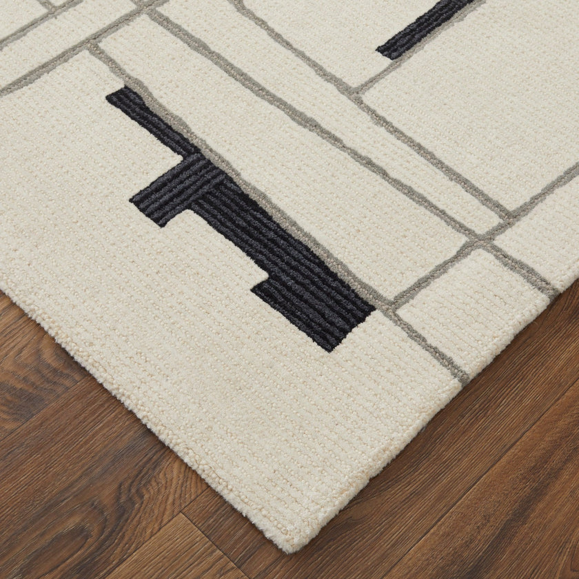 Feizy Maguire 8902F Transitional Abstract Rug in Ivory/Gray/Taupe