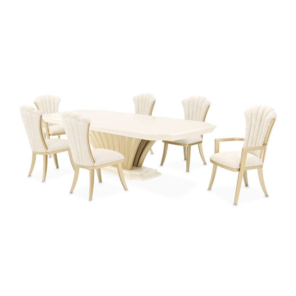 Michael Amini Fantosini Pedestal Dining Table - Creamy Pearl