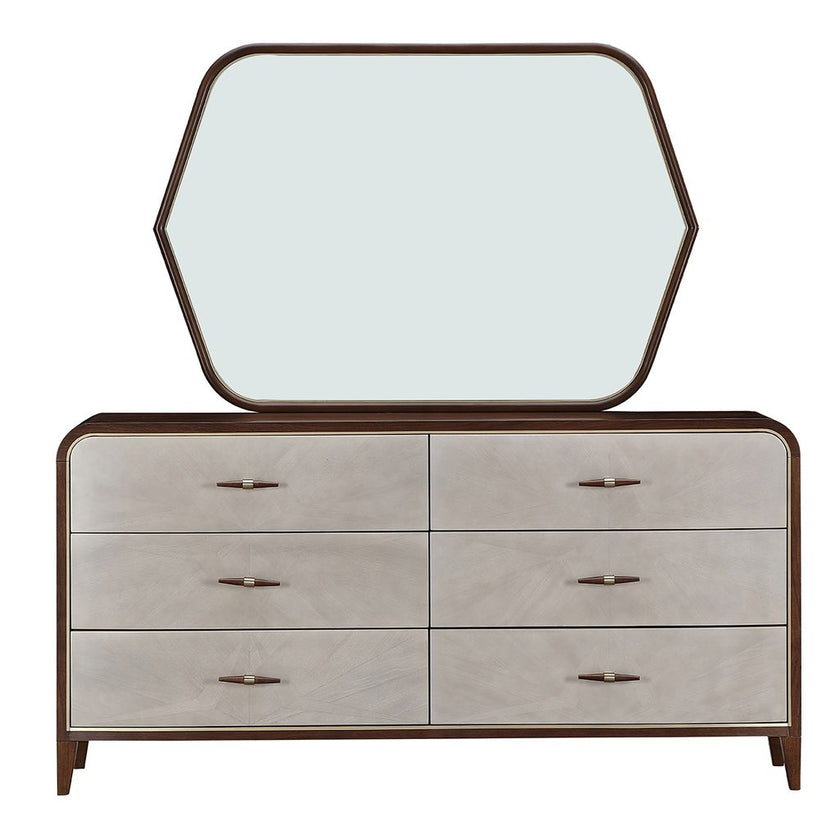 Michael Amini Houston Dresser with Mirror - Walnut
