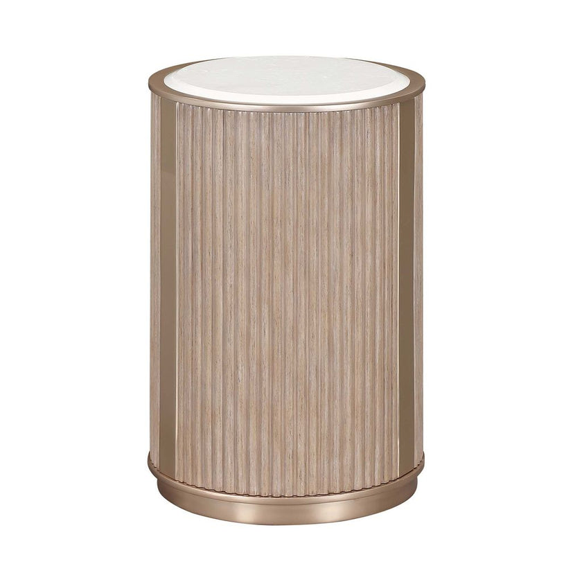 Michael Amini West Kensington Chairside Table - Sea Salt Caramel
