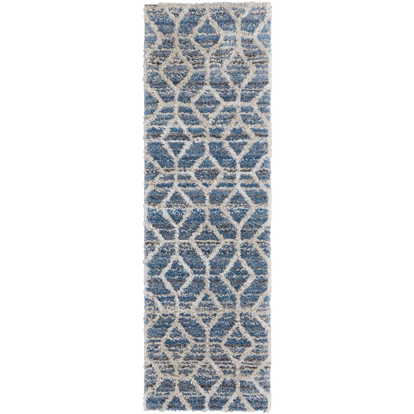 Feizy Mynka 39ICF Transitional Diamond in Blue/Ivory