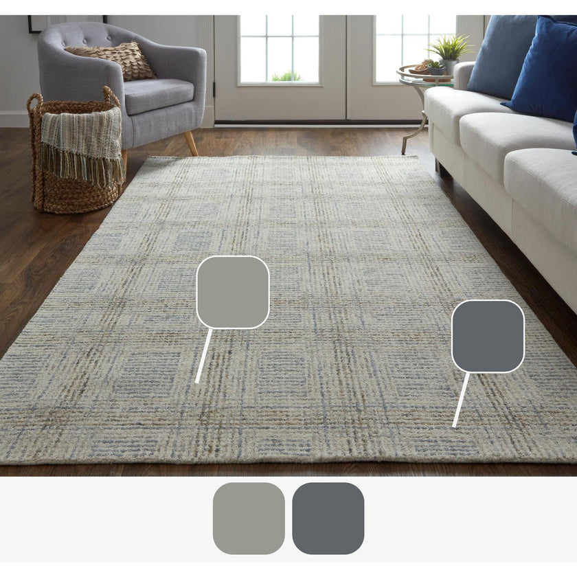 Feizy Belfort 8668F Transitional Geometric Rug in Ivory/Gray/Tan