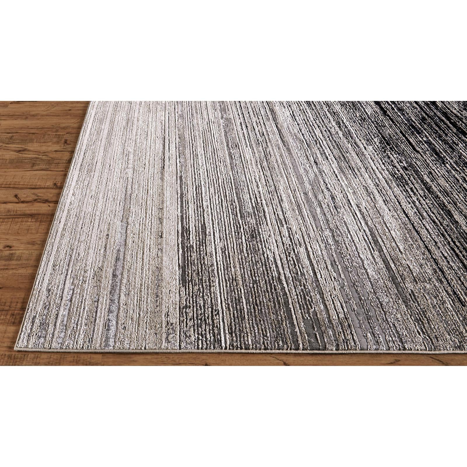 Feizy Micah 3337F Modern Abstract Rug in Black/Gray