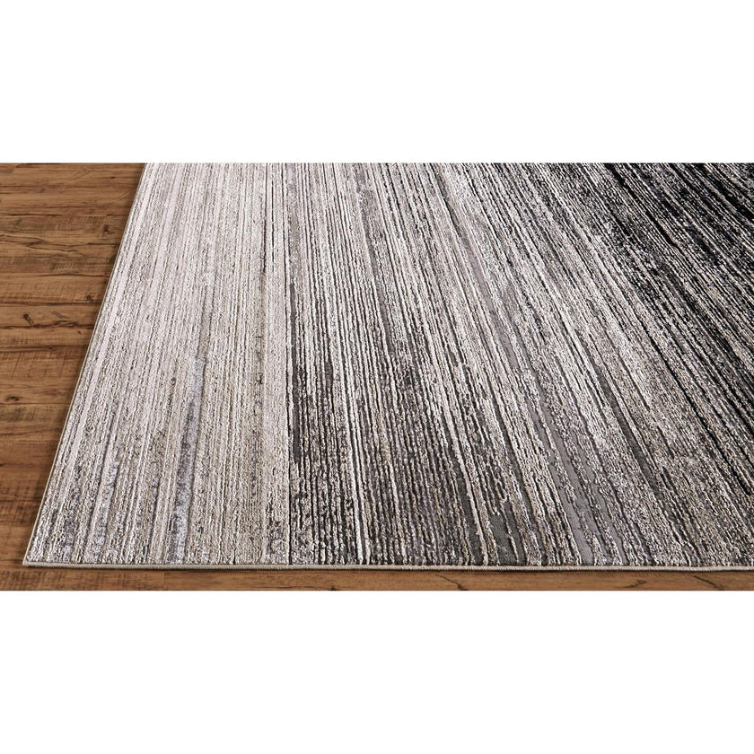 Feizy Micah 3337F Modern Abstract Rug in Black/Gray