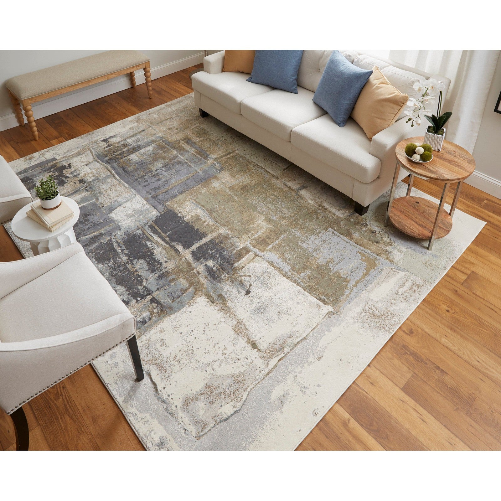 Feizy Clio 39LUF Modern Watercolor in Brown/Gray/Black