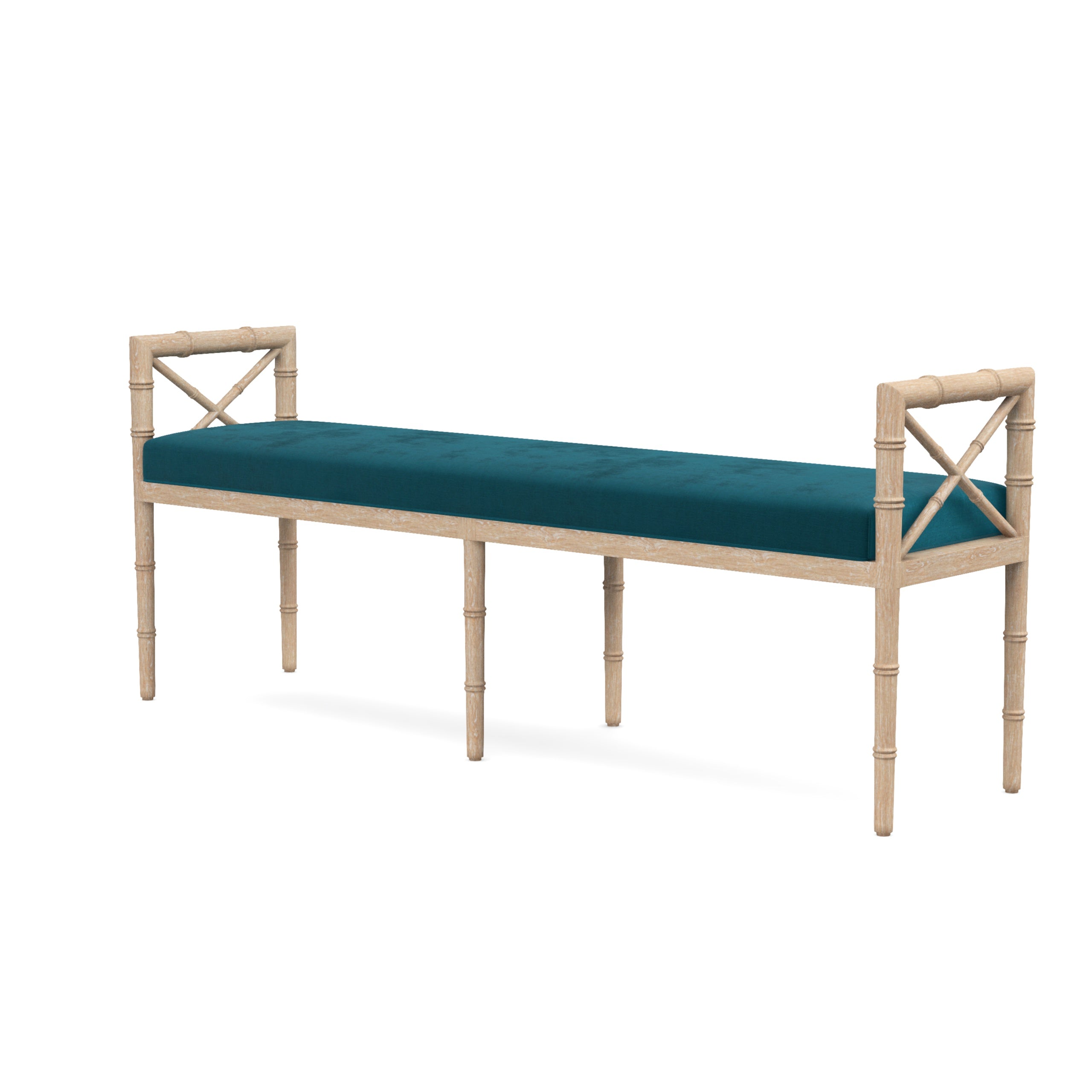 Danica Bamboo Style Upholstered Wood Bench
