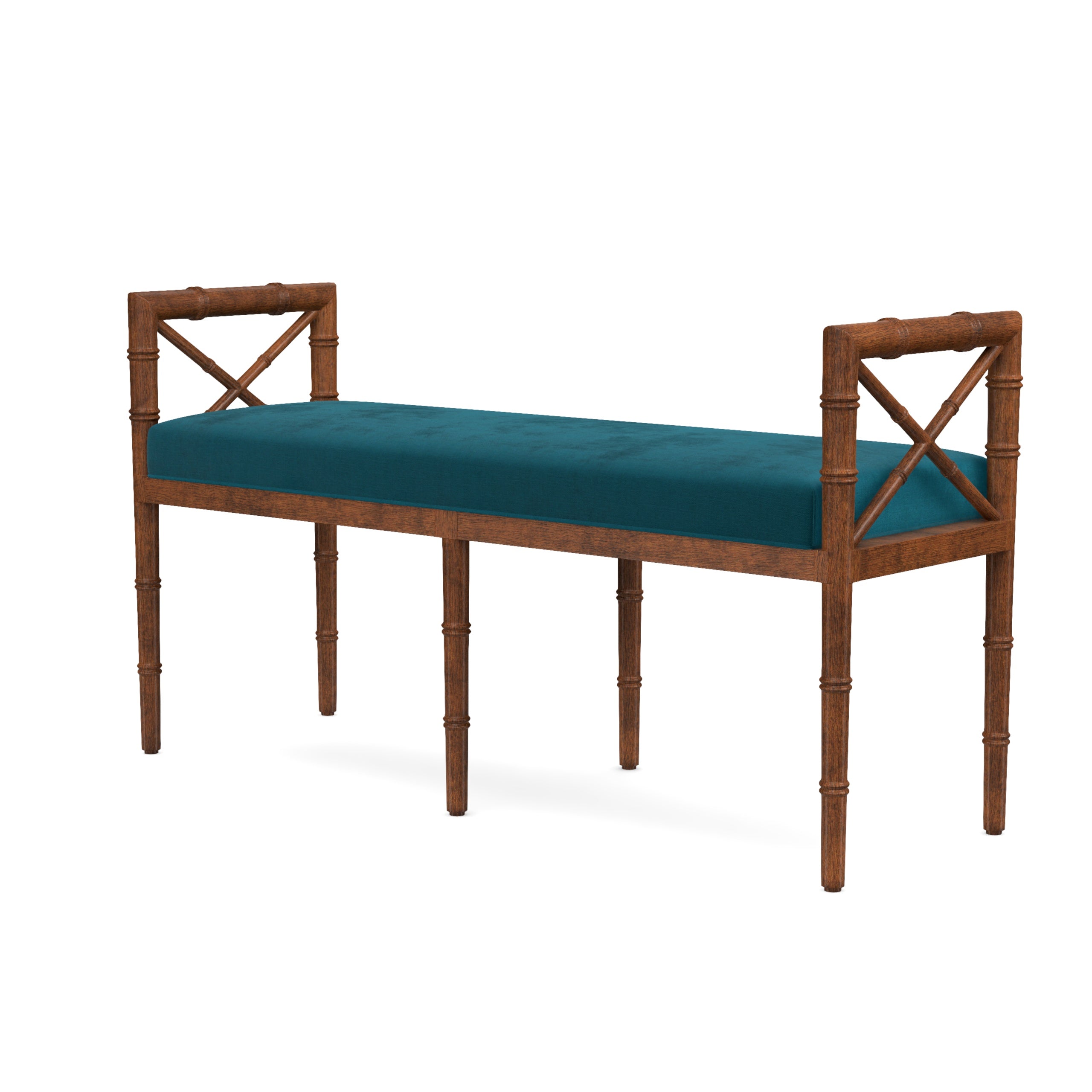 Danica Bamboo Style Upholstered Wood Bench