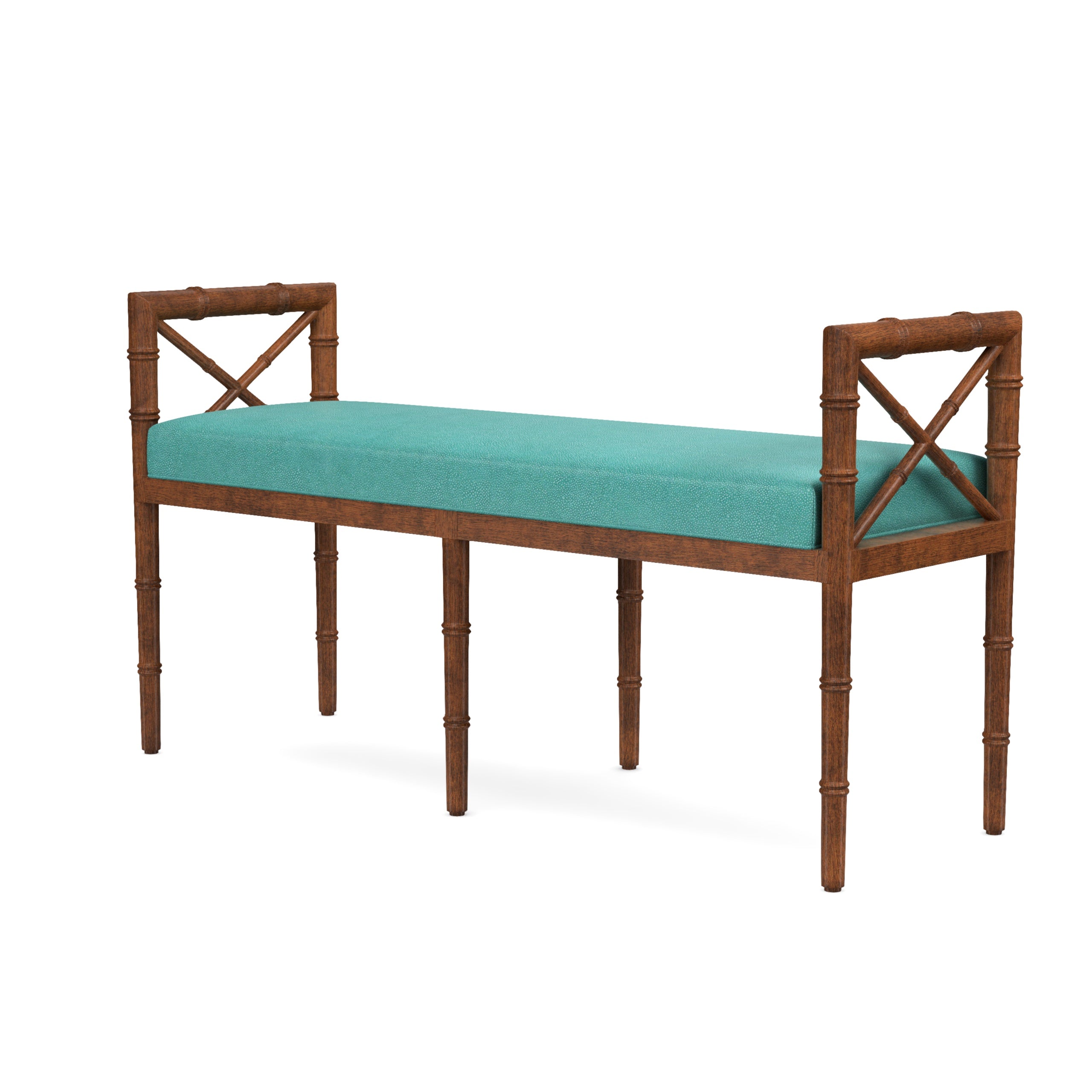 Danica Bamboo Style Upholstered Wood Bench