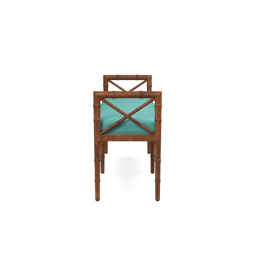 Danica Bamboo Style Upholstered Wood Bench