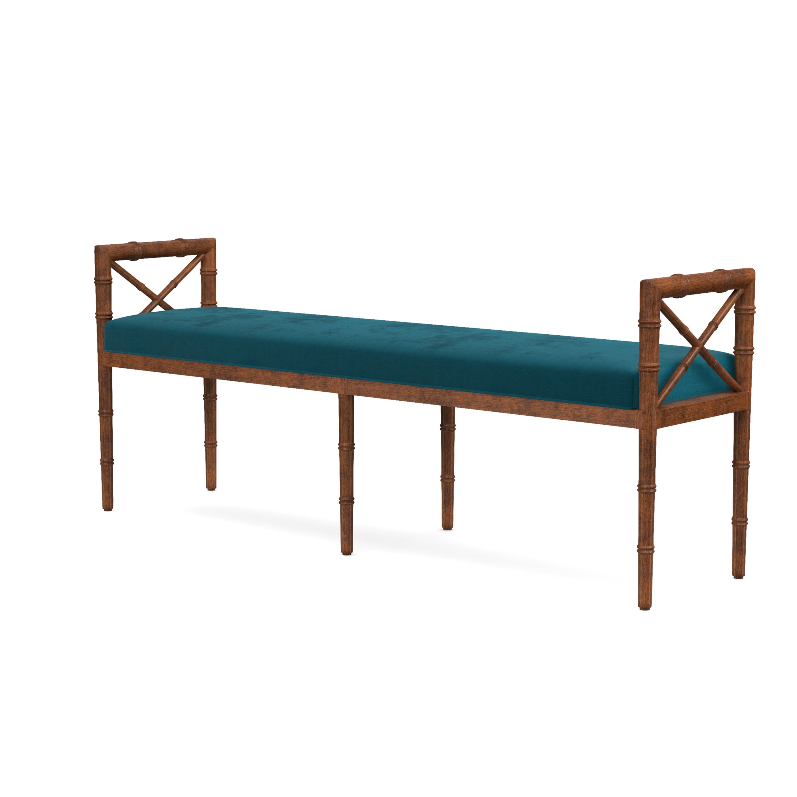 Danica Bamboo Style Upholstered Wood Bench
