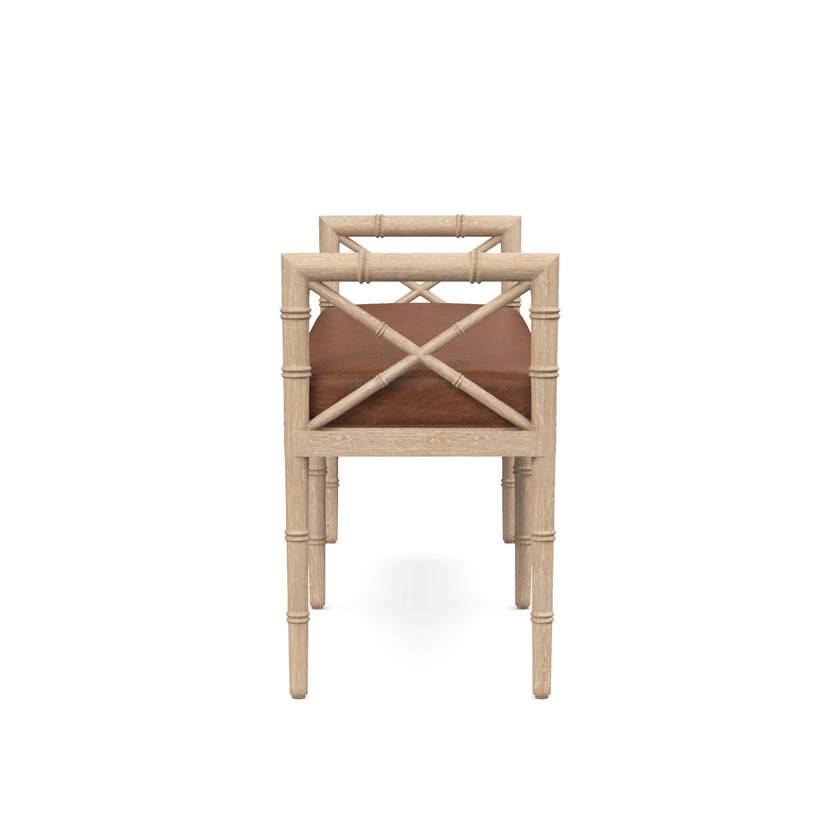 Danica Bamboo Style Upholstered Wood Bench