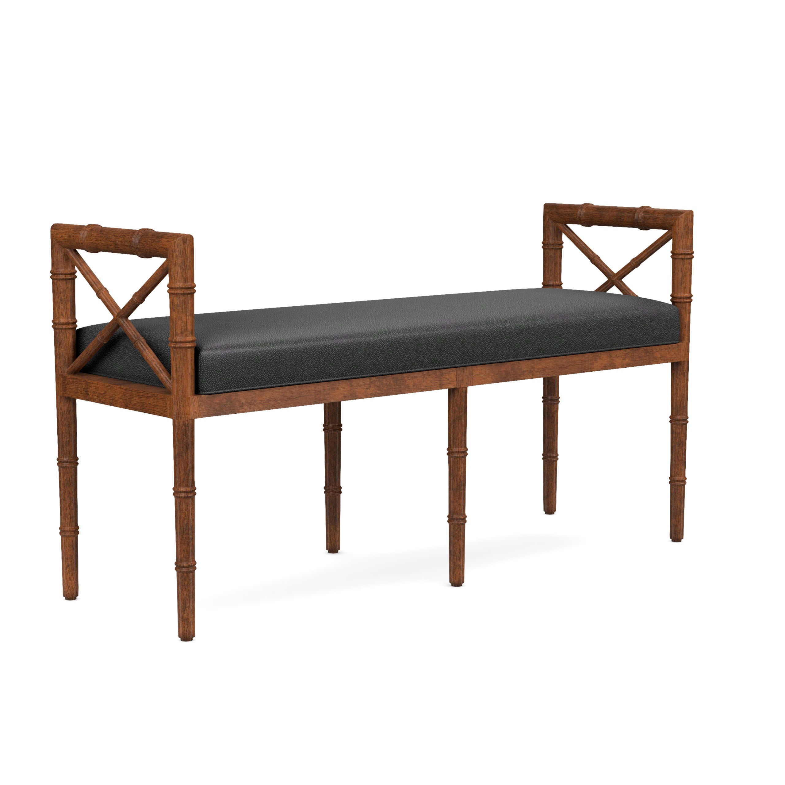 Danica Bamboo Style Upholstered Wood Bench