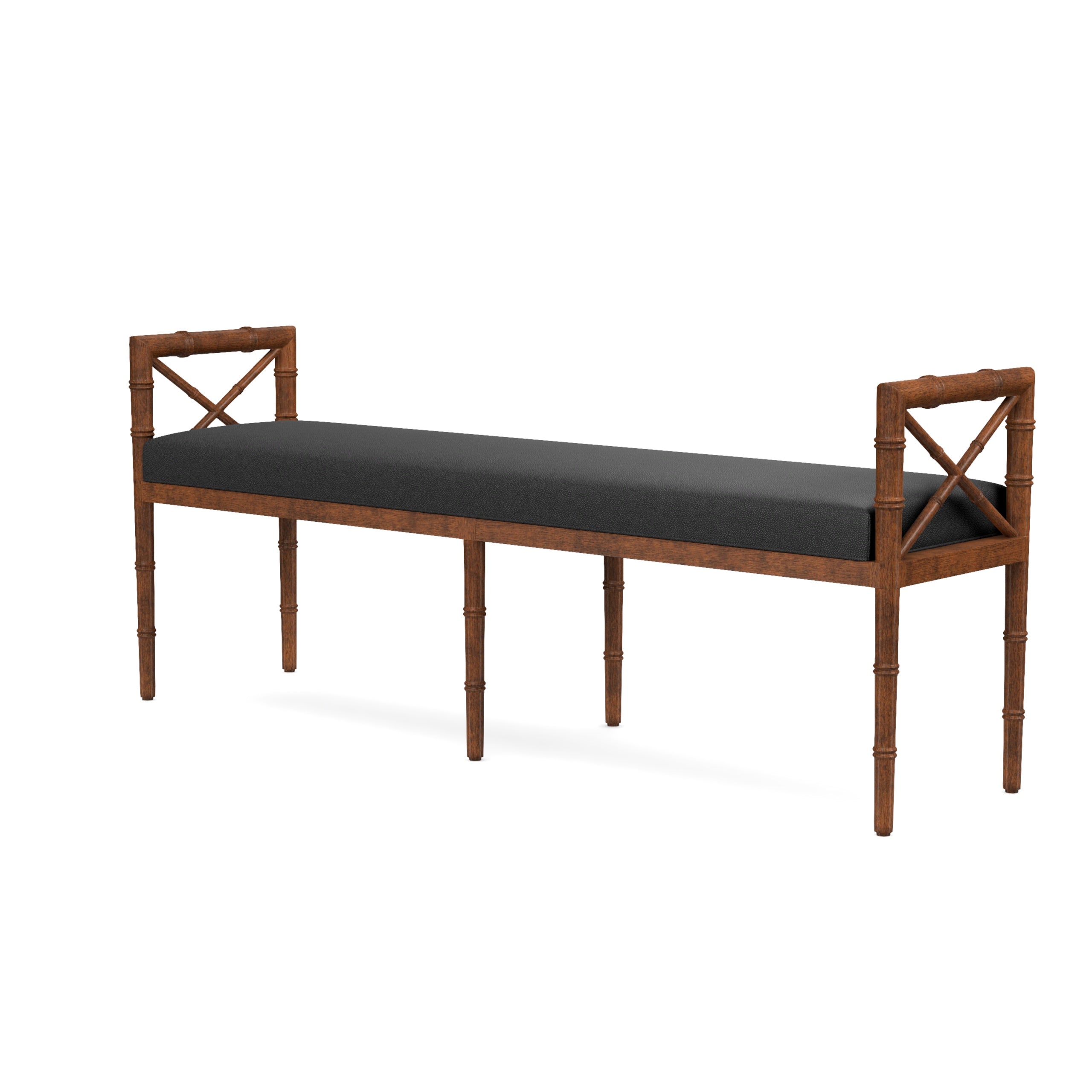 Danica Bamboo Style Upholstered Wood Bench