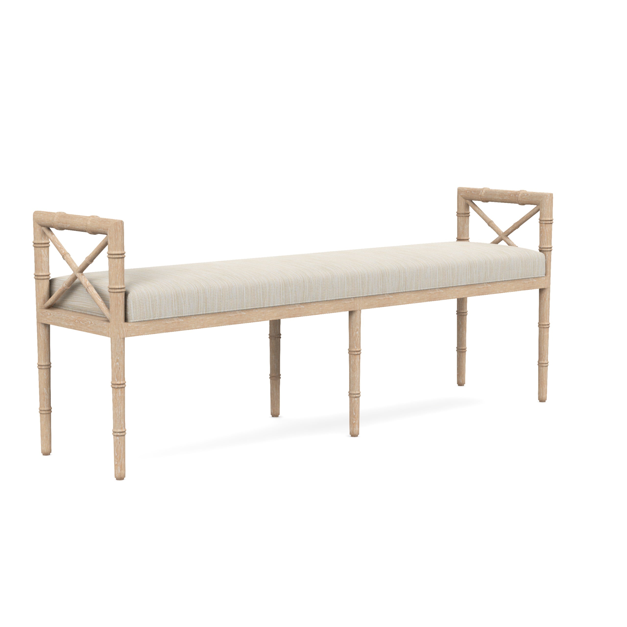 Danica Bamboo Style Upholstered Wood Bench
