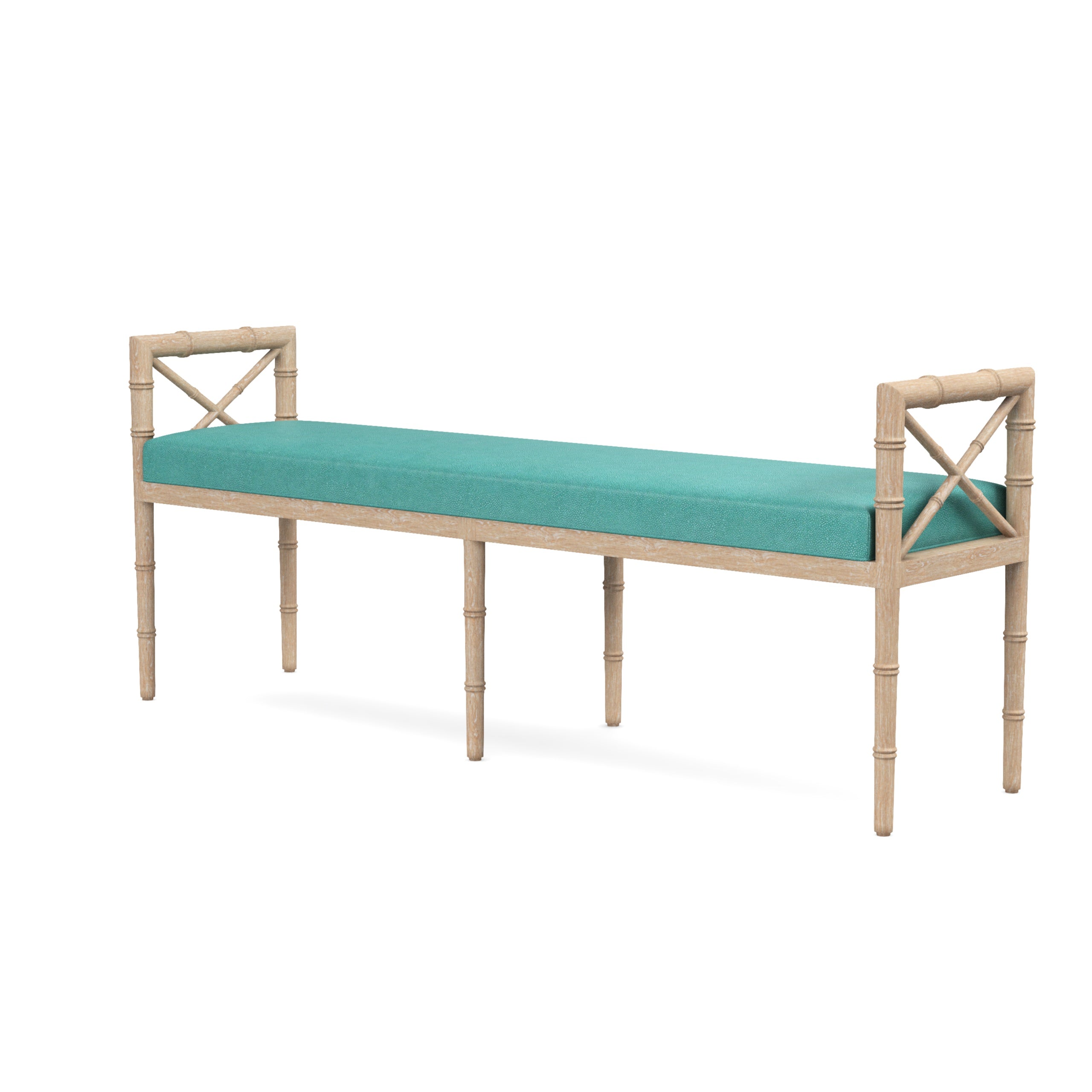 Danica Bamboo Style Upholstered Wood Bench