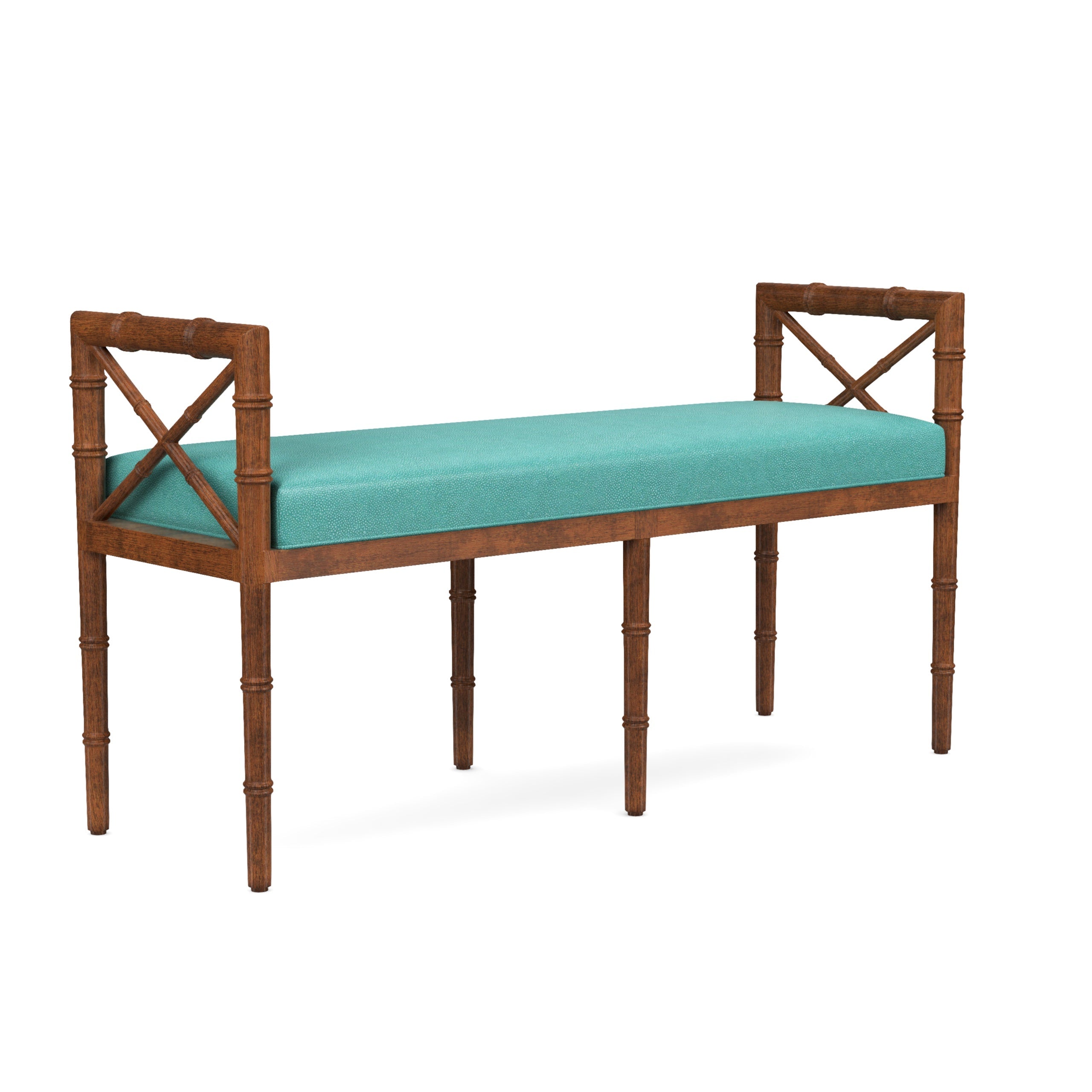 Danica Bamboo Style Upholstered Wood Bench
