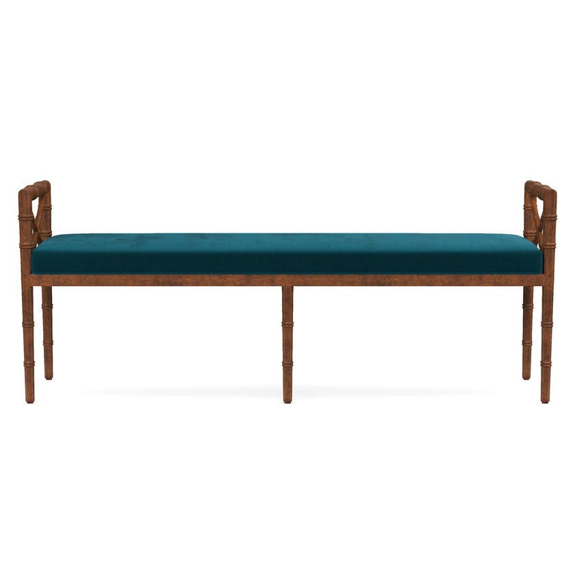Danica Bamboo Style Upholstered Wood Bench