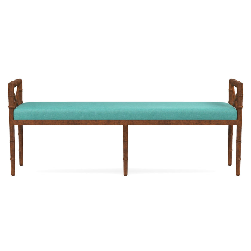 Danica Bamboo Style Upholstered Wood Bench