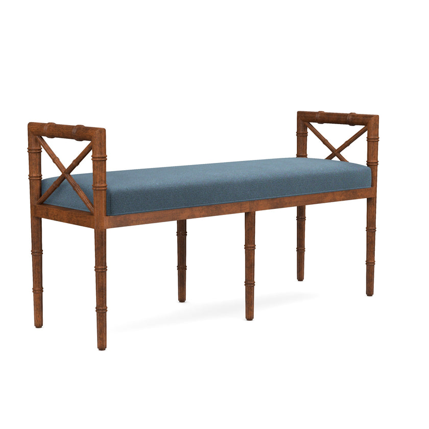 Danica Bamboo Style Upholstered Wood Bench