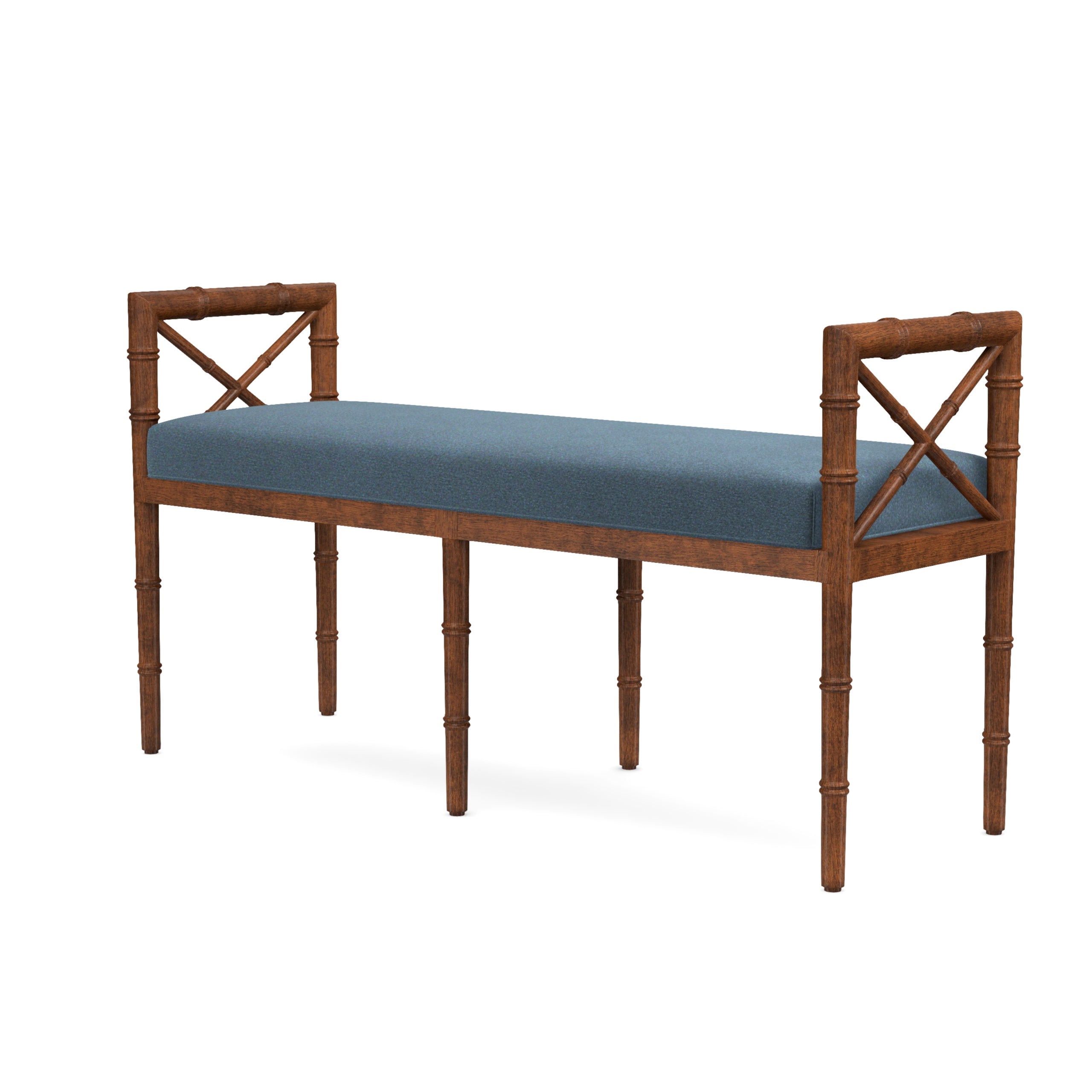 Danica Bamboo Style Upholstered Wood Bench