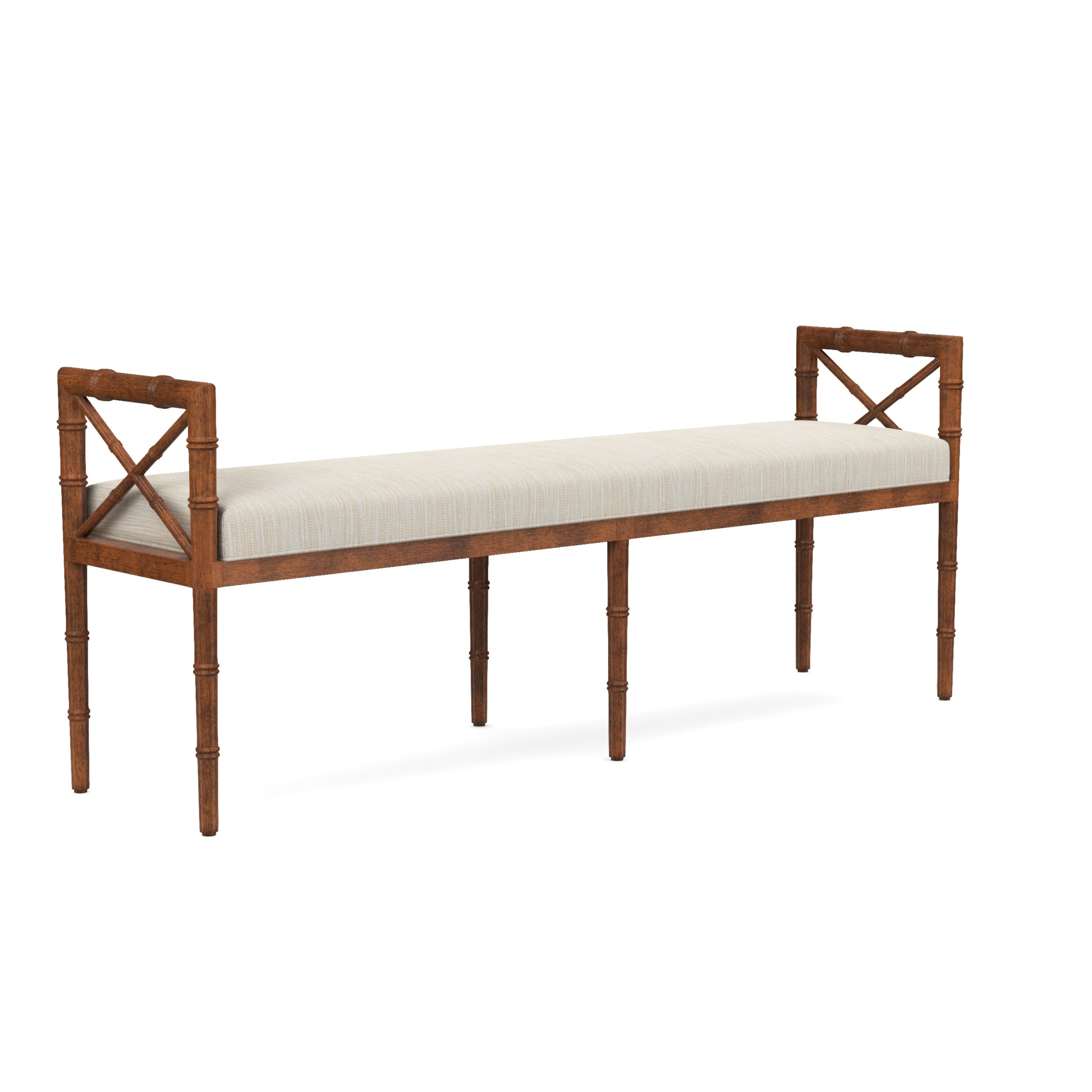 Danica Bamboo Style Upholstered Wood Bench