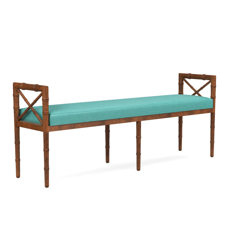 Danica Bamboo Style Upholstered Wood Bench
