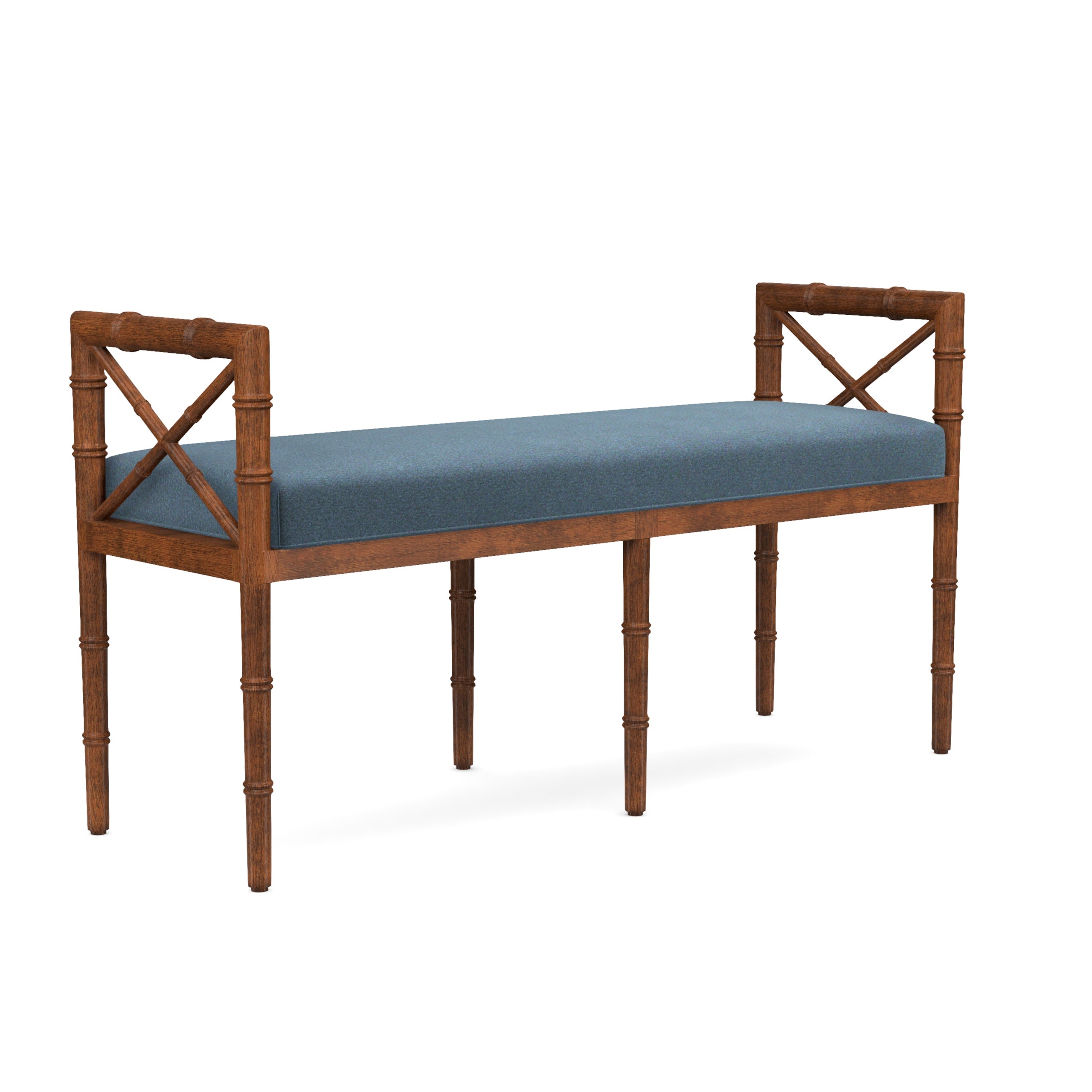 Danica Bamboo Style Upholstered Wood Bench