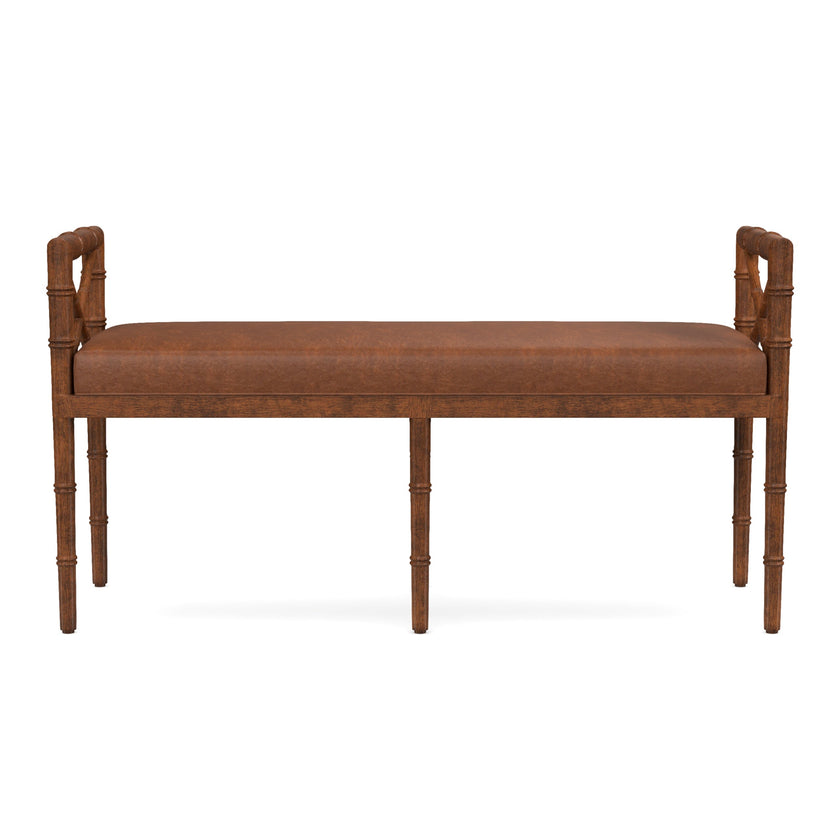 Danica Bamboo Style Upholstered Wood Bench