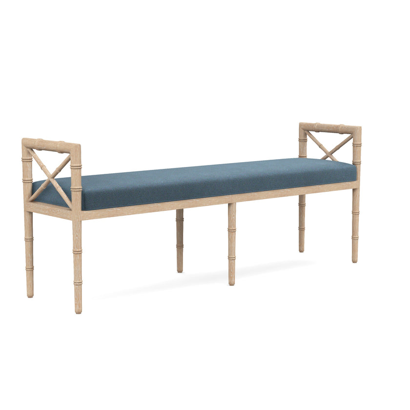 Danica Bamboo Style Upholstered Wood Bench