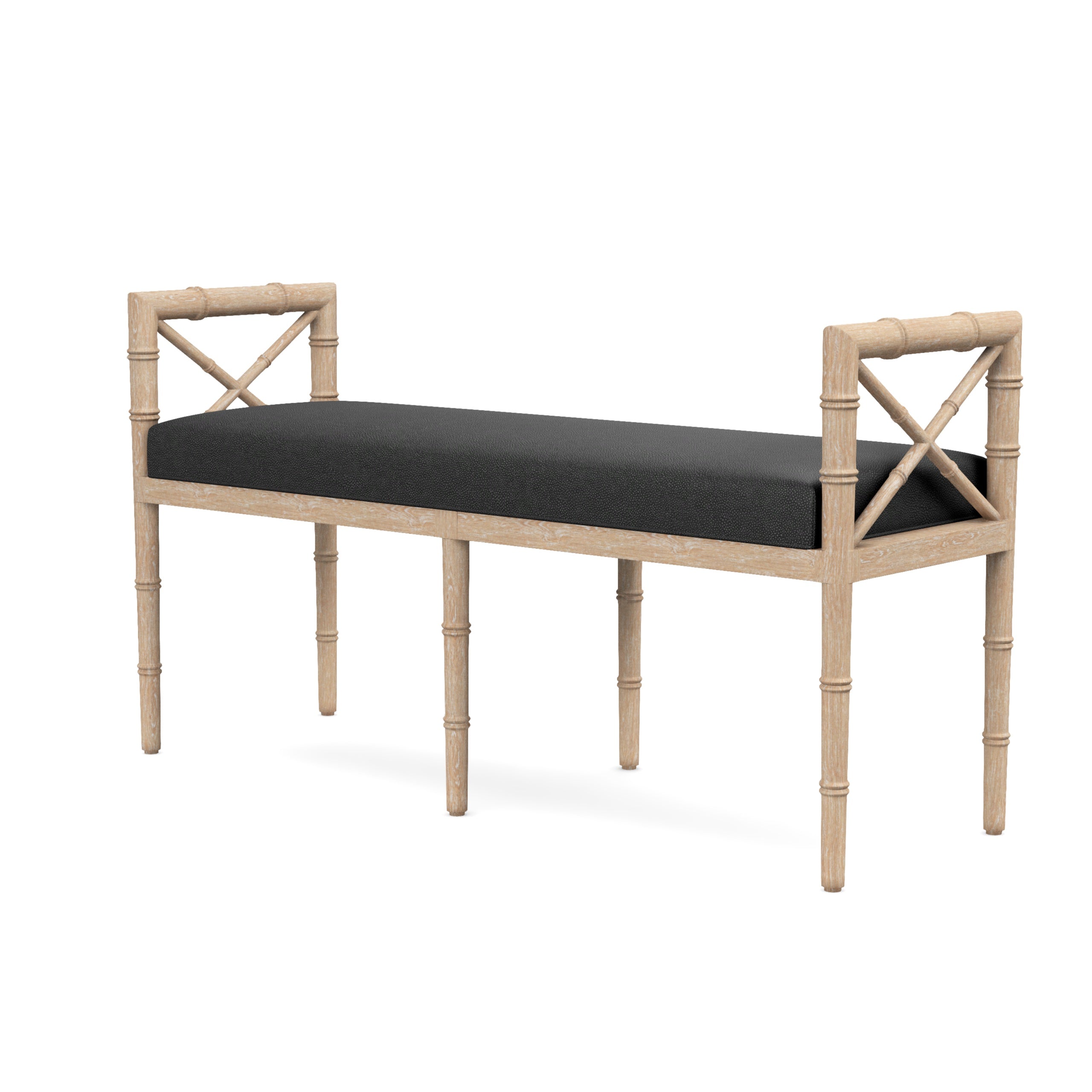 Danica Bamboo Style Upholstered Wood Bench