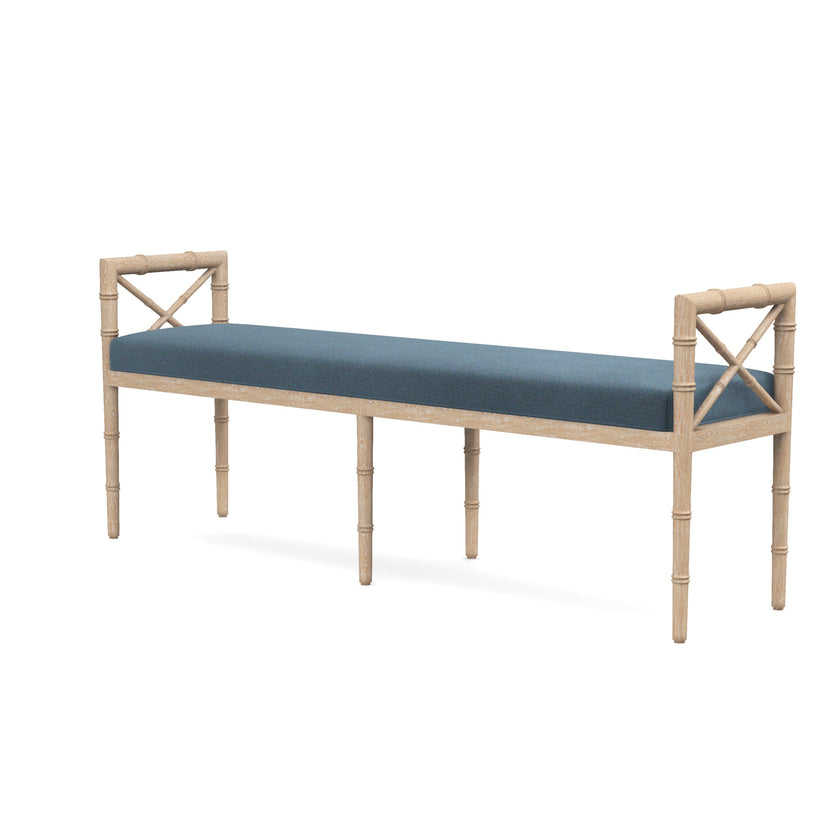 Danica Bamboo Style Upholstered Wood Bench